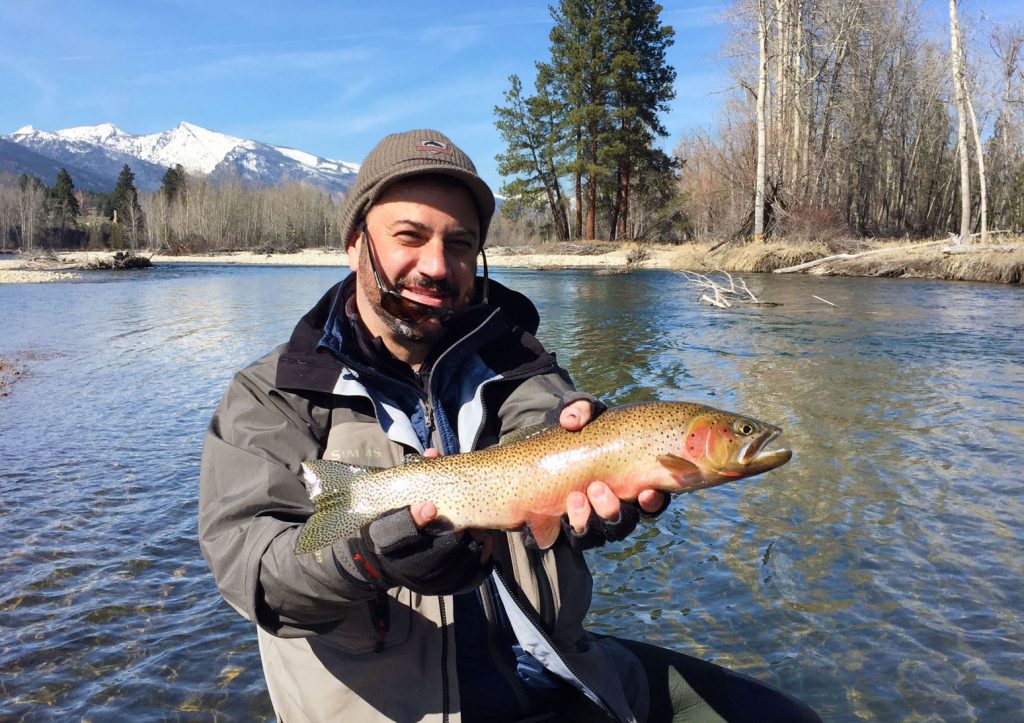 Kimmel practicing catch and release in Montana. (courtesy Jimmy Kimmel)